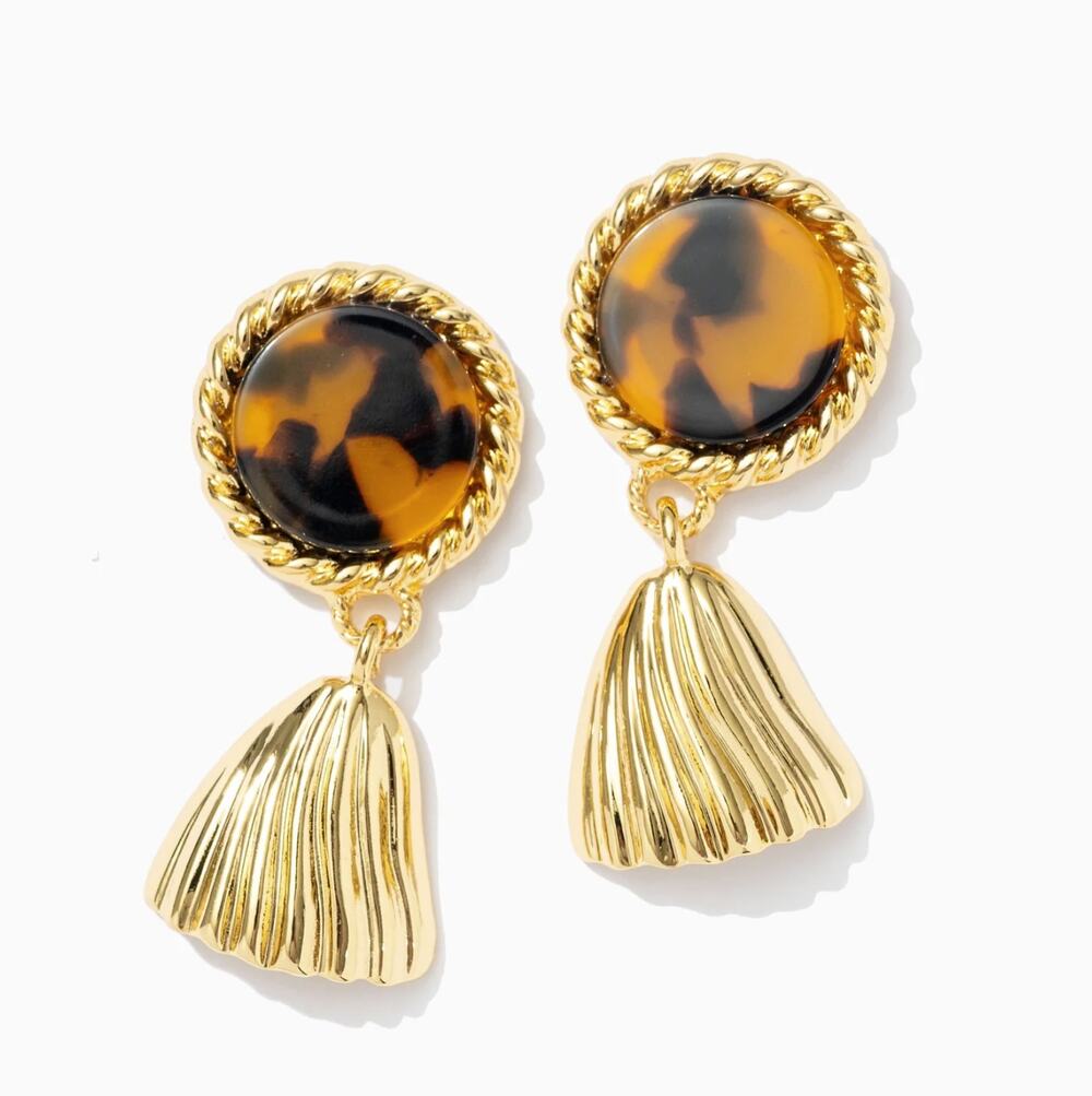 Frasier Sterling Belle Drop Tassel Earrings In Tortoise 14K Plated